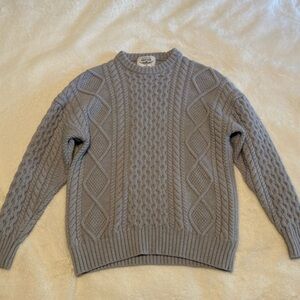 Aritzia SHRUNK Grey Cable-Knit Crewneck Sweater